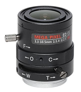 OBIEKTYW ZOOM IR MEGA-PIXEL 50CS25-3310/M 3.3 ... 10.5 mm